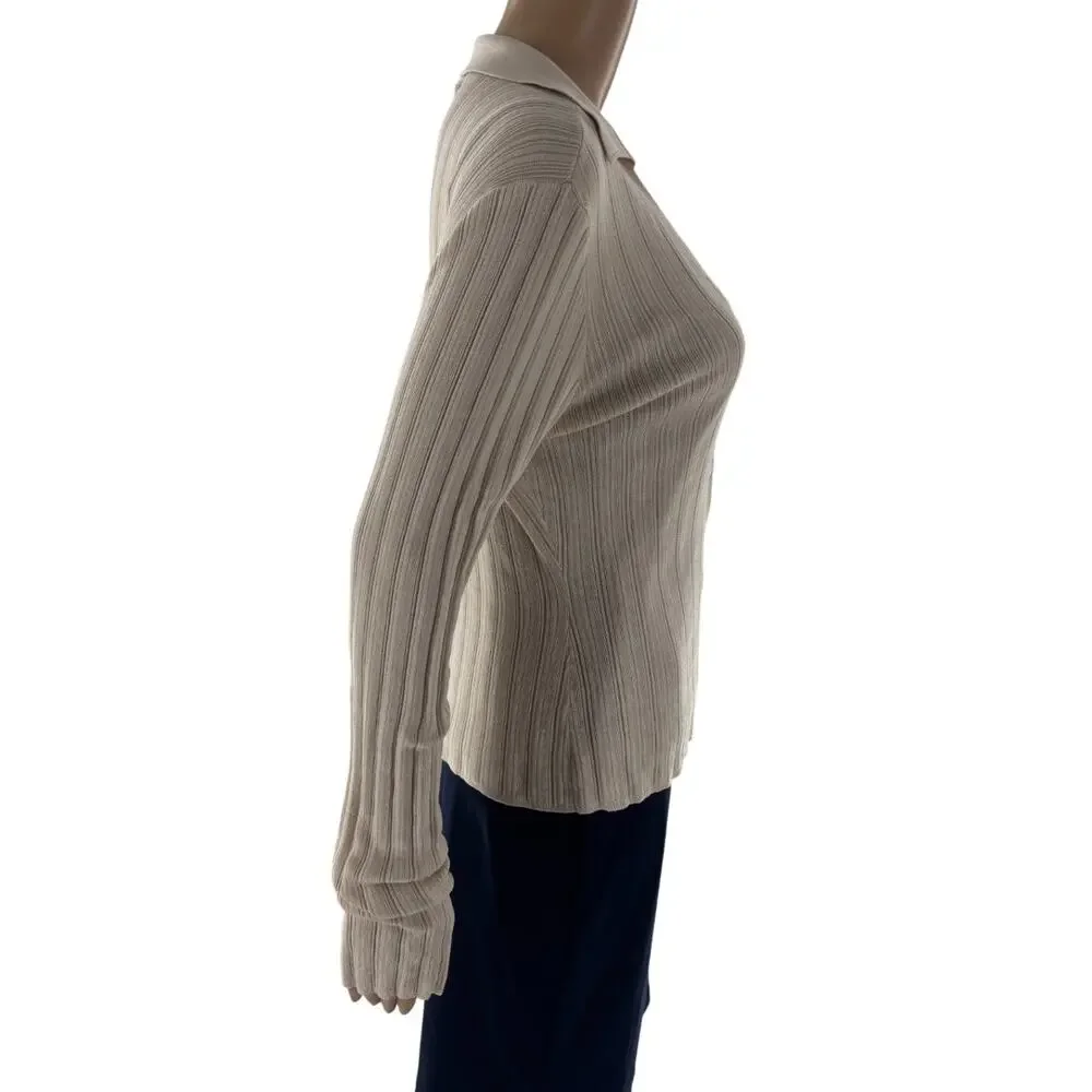 Rag & Bone Champagne Gold Pacey V Neck Button Down Cardigan Sweater